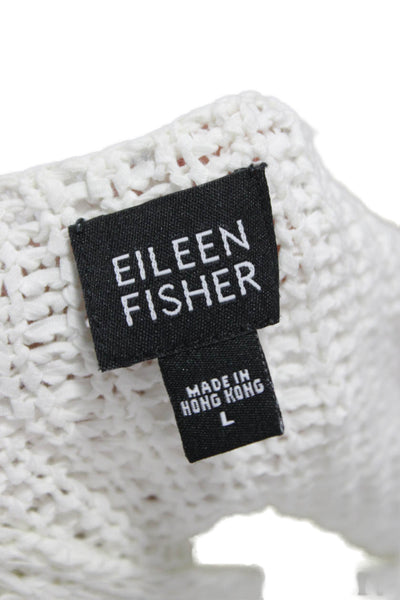 Eileen Fisher Women Basic White V-Neck Short Sleeve T-Shirt Size L