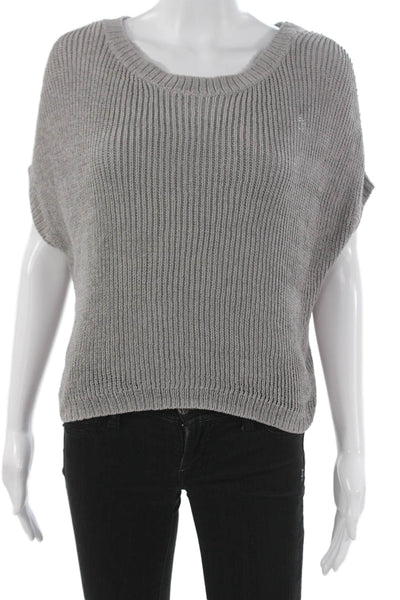 Vince Womens Pullover Sweater Gray Round Neck Short Sleeve Polyester Size S