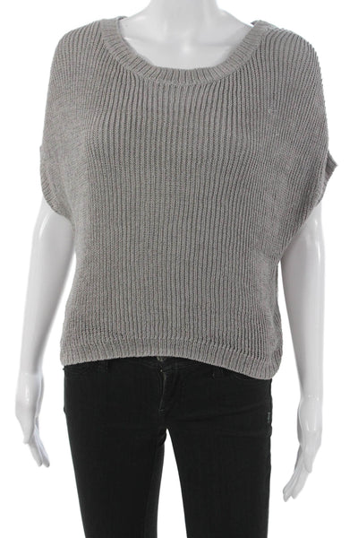 Vince Womens Pullover Sweater Gray Round Neck Short Sleeve Polyester Size S