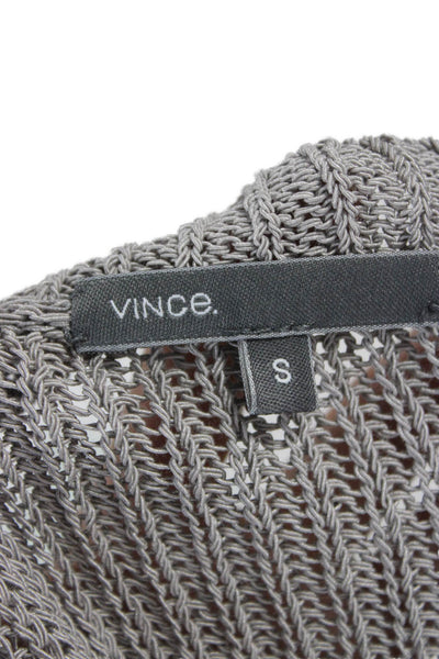 Vince Womens Pullover Sweater Gray Round Neck Short Sleeve Polyester Size S