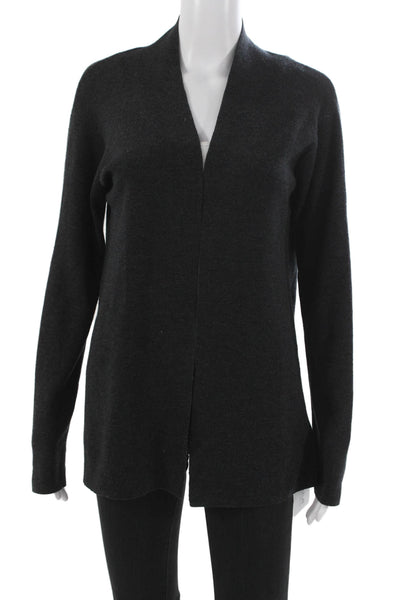 Eileen Fisher Womens Merino Wool V Neck Long Sleeve Cardigan Gray Size M