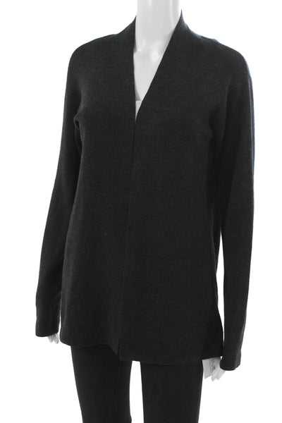 Eileen Fisher Womens Merino Wool V Neck Long Sleeve Cardigan Gray Size M