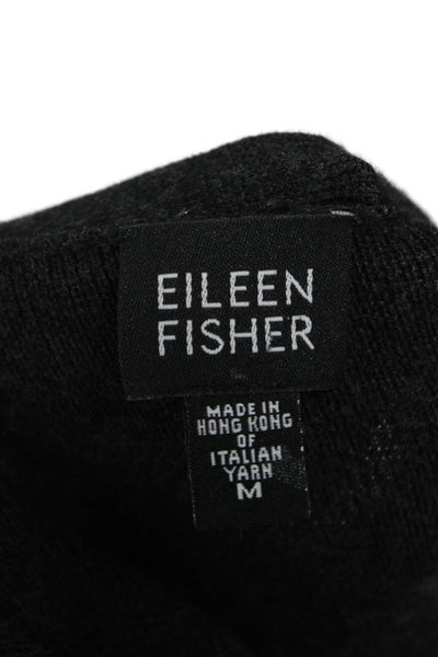 Eileen Fisher Womens Merino Wool V Neck Long Sleeve Cardigan Gray Size M