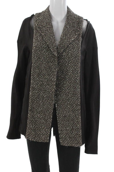 Marni Womens Blouse Black Round Neck Pullover Nylon Long Sleeve Size 42