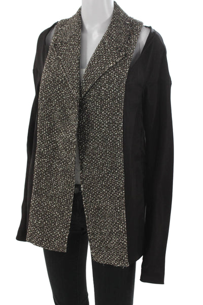 Marni Womens Blouse Black Round Neck Pullover Nylon Long Sleeve Size 42