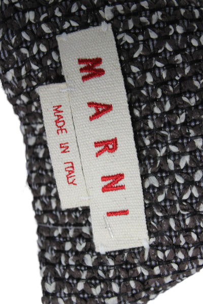 Marni Womens Blouse Black Round Neck Pullover Nylon Long Sleeve Size 42