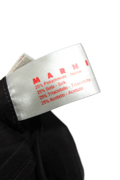 Marni Womens Blouse Black Round Neck Pullover Nylon Long Sleeve Size 42