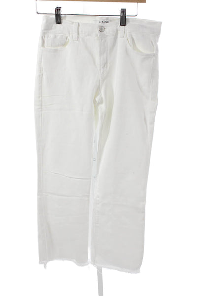 J Brand Womens Straight Jeans White Cotton High Rise Size 28