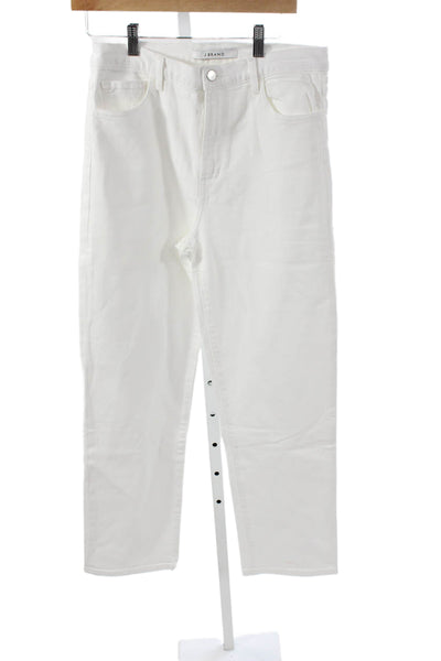 J Brand Womens Straight Jeans White High Rise Cotton Blend Size 30