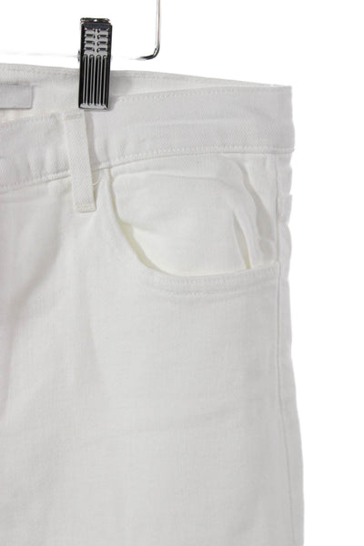 J Brand Womens Straight Jeans White High Rise Cotton Blend Size 30
