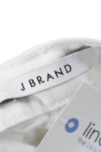 J Brand Womens Straight Jeans White High Rise Cotton Blend Size 30