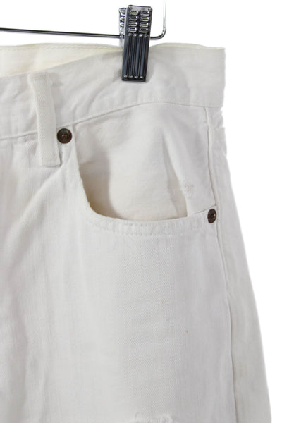 Polo Ralph Lauren Womens Boyfriend White Cotton Button Shorts Size 26