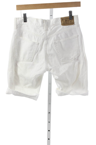 Polo Ralph Lauren Womens Boyfriend White Cotton Button Shorts Size 26