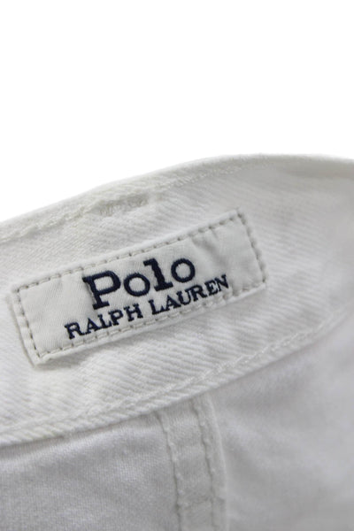 Polo Ralph Lauren Womens Boyfriend White Cotton Button Shorts Size 26