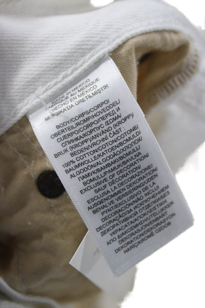 Polo Ralph Lauren Womens Boyfriend White Cotton Button Shorts Size 26