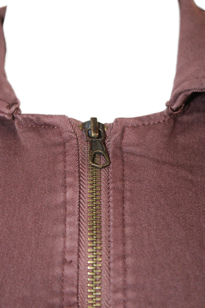 Free People Women Jumpsuit Brown Collared Long Sleeve Zip Cotton Size S