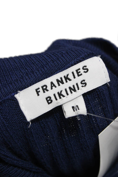 Frankies Bikinis Women Sweater Dress Blue Midi Long Sleeve Mock Neck Size M