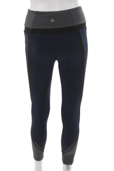 Athleta Womens Blue Colorblock Nylon Ankle Leggings Size S
