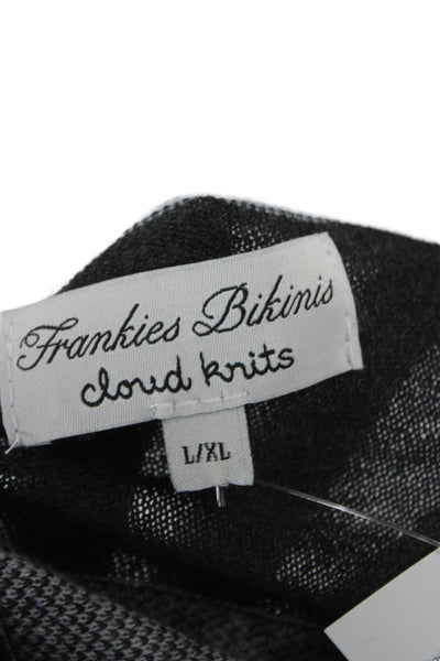 Frankies Bikinis Womens Cape Sweater Gray Argyle Boatneck Sleeveless Size L
