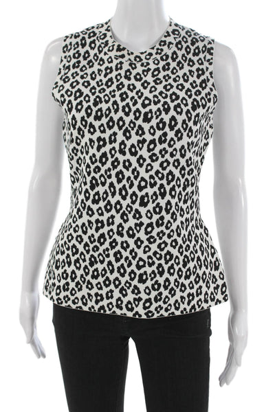 Theory Women Basic Blouse Black Animal Print Sleeveless Rayon Size L
