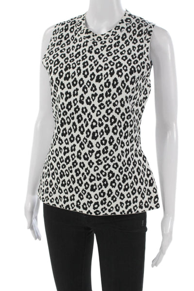 Theory Women Basic Blouse Black Animal Print Sleeveless Rayon Size L