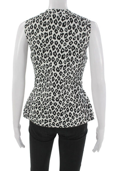 Theory Women Basic Blouse Black Animal Print Sleeveless Rayon Size L