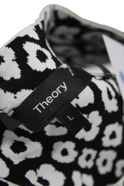 Theory Women Basic Blouse Black Animal Print Sleeveless Rayon Size L