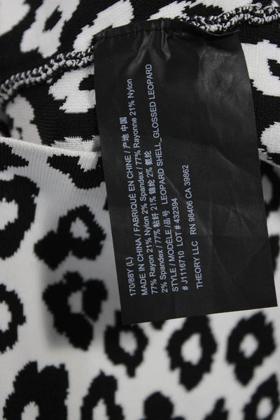 Theory Women Basic Blouse Black Animal Print Sleeveless Rayon Size L