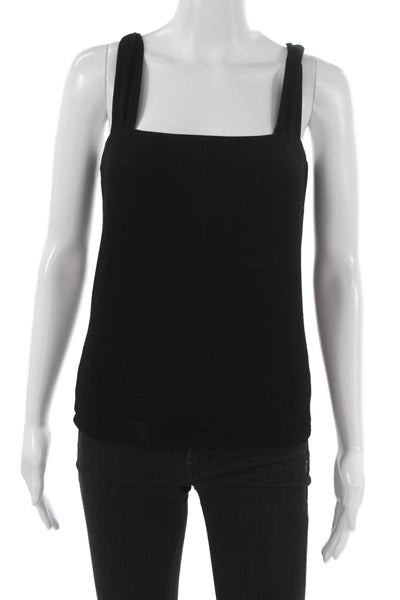 Michael Lauren Women Basic Sleeveless Square Neck Black Tank Size M