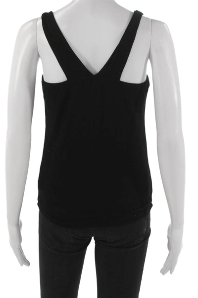 Michael Lauren Women Basic Sleeveless Square Neck Black Tank Size M