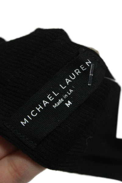 Michael Lauren Women Basic Black Square Neck Long Sleeve T-Shirt Size M
