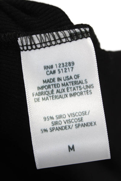 Michael Lauren Women Basic Black Square Neck Long Sleeve T-Shirt Size M