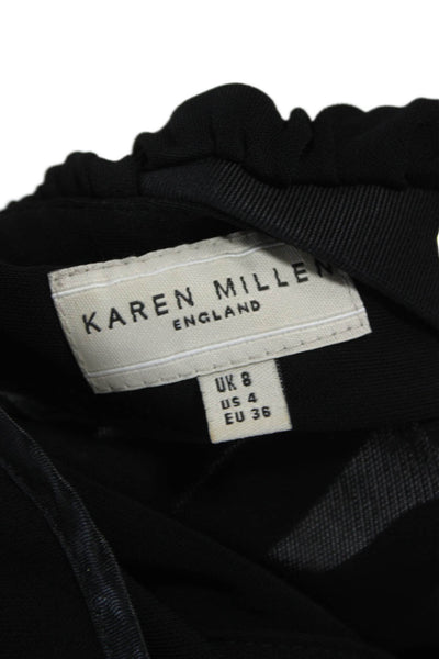 Karen Millen Women Maxi Dress Black One Shoulder Sleeveless Zip Viscose Size 4