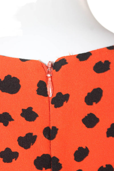 Hunter Bell Womens Orange Animal Print Fit & Flare Dress Long Sleeve Size 4