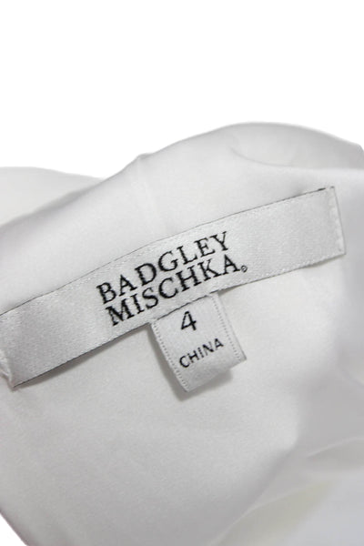 Badgley Mischka Women Maxi One Shoulder White Full Length Dress Size 4