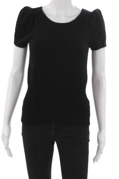 French Connection Women Black Angora Pullover Sweater Size S