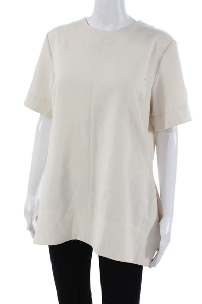 Victoria Victoria Beckham Women Tunic Blouse Ivory Short Sleeve Size 8