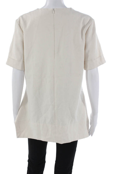 Victoria Victoria Beckham Women Tunic Blouse Ivory Short Sleeve Size 8
