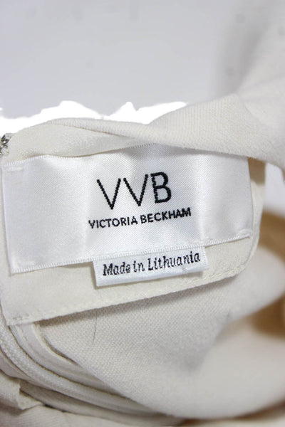 Victoria Victoria Beckham Women Tunic Blouse Ivory Short Sleeve Size 8