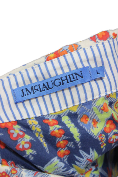 J. Mclaughlin Women Floral Cotton Collared Long Sleeve Button-Up Size L
