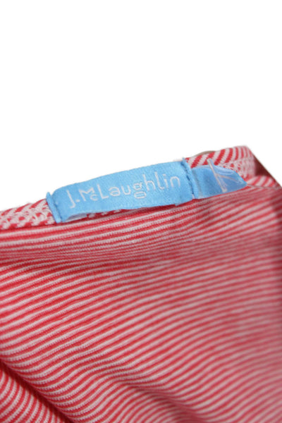 J. Mclaughlin Womens Red Striped Pima Cotton Crew Neck Tee Short Sleeve Size M