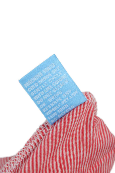 J. Mclaughlin Womens Red Striped Pima Cotton Crew Neck Tee Short Sleeve Size M