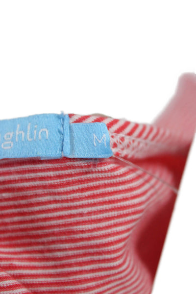 J. Mclaughlin Womens Red Striped Pima Cotton Crew Neck Tee Short Sleeve Size M