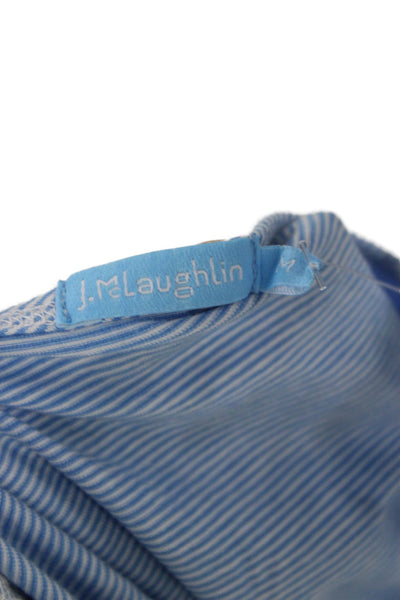J. Mclaughlin Womens Basic Striped Blue Pima Cotton Crew Neck T-Shirt Size M
