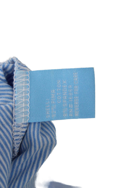 J. Mclaughlin Womens Basic Striped Blue Pima Cotton Crew Neck T-Shirt Size M