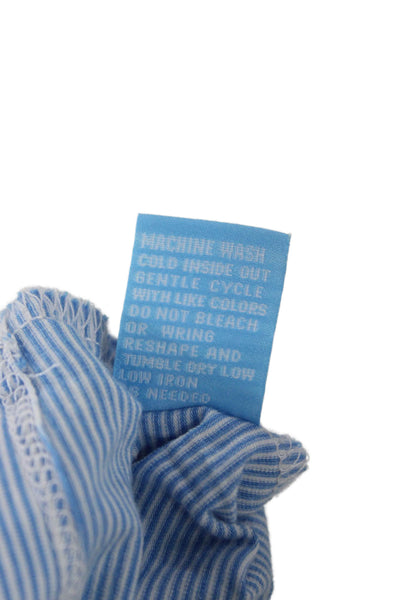 J. Mclaughlin Womens Basic Striped Blue Pima Cotton Crew Neck T-Shirt Size M
