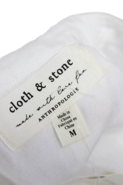 Cloth & Stone Women Collared Short Sleeve Tencel Lyocell Blouse White Size M
