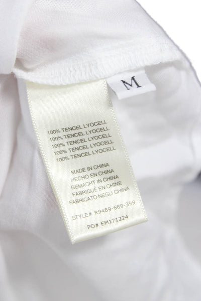 Cloth & Stone Women Collared Short Sleeve Tencel Lyocell Blouse White Size M