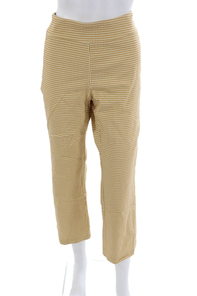J. Mclaughlin Womens Cropped Check Rayon Pull On Pants Beige Size 10