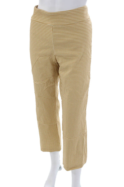 J. Mclaughlin Womens Cropped Check Rayon Pull On Pants Beige Size 10